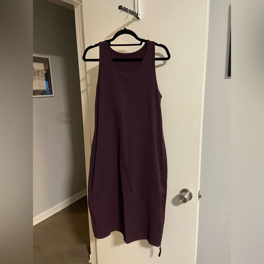 Zella Live In Cutout Rib Tank Dress, Purple Nebula, Size Large - Picture 2 of 6
